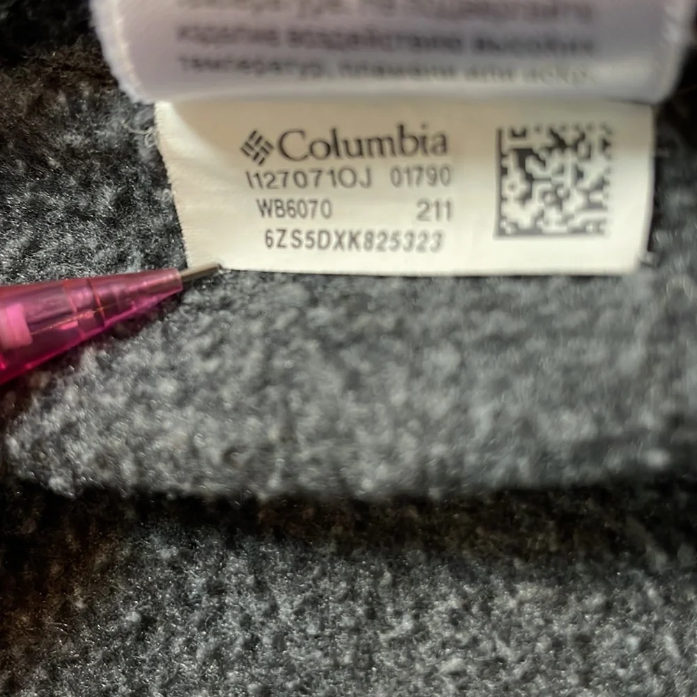 Columbia mock neck full zip fleece jacket, gray and black, kids size small